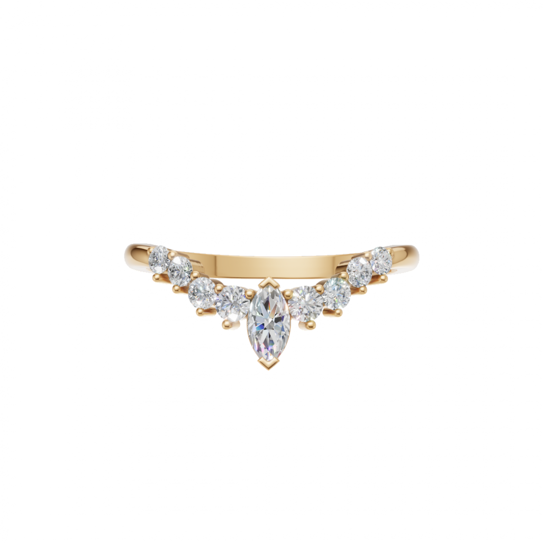 V Shape Marquise Cut Diamond Band 