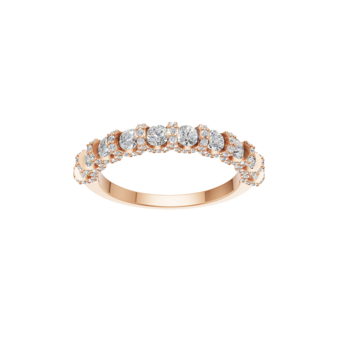 Round Diamond Halo Eternity Band 