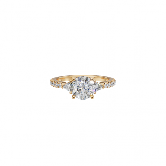 Trilogy Round Diamond and Trillion Cut Ring with Side Stones