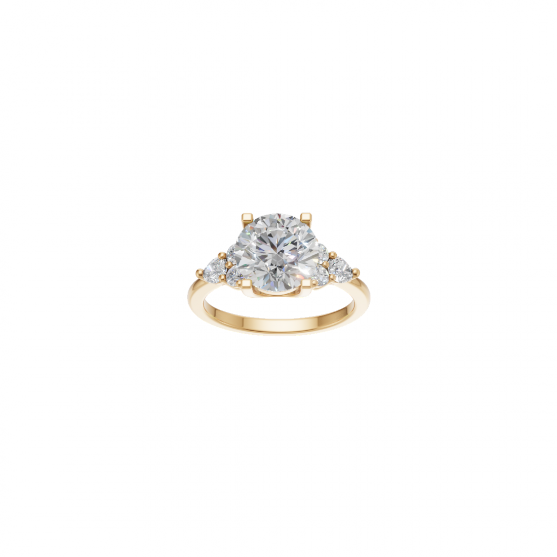 Round Centre Diamond with Cluster Diamonds on Side