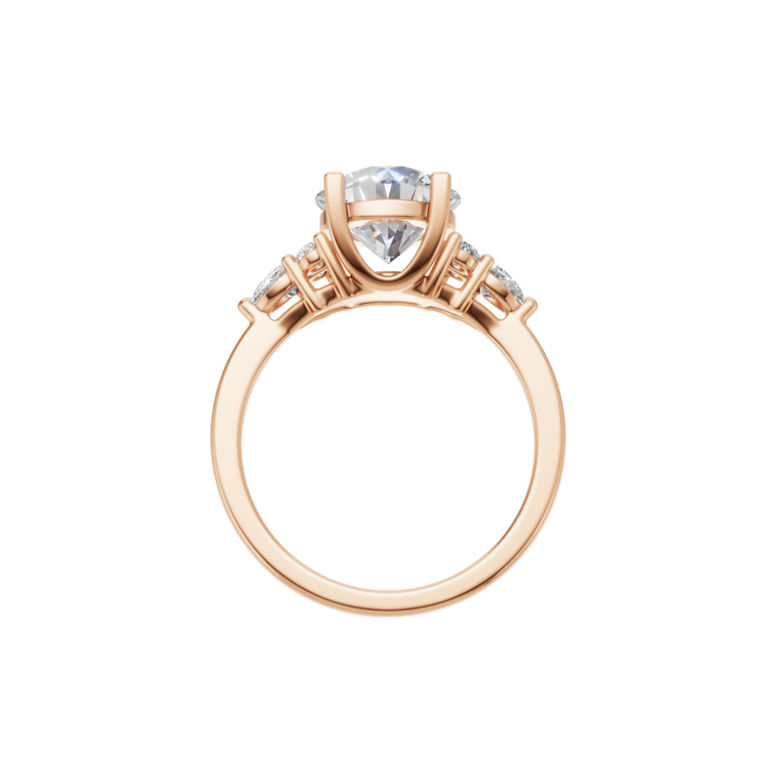 Round Centre Diamond with Cluster Diamonds on Side
