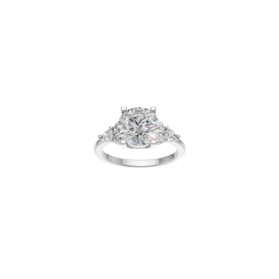 Round Centre Diamond with Cluster Diamonds on Side