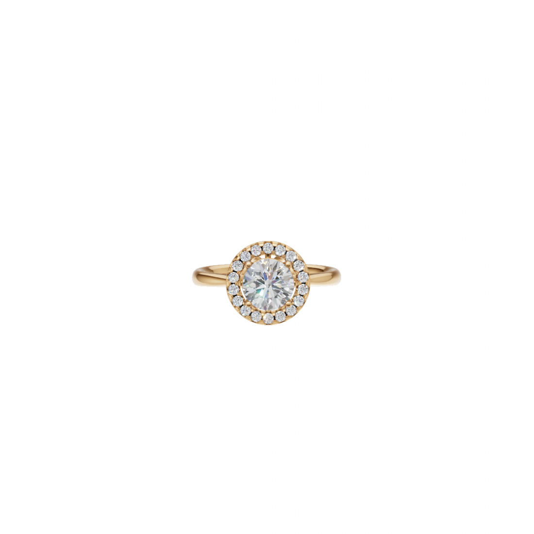 Round Solitaire Diamond Ring with Halo Setting