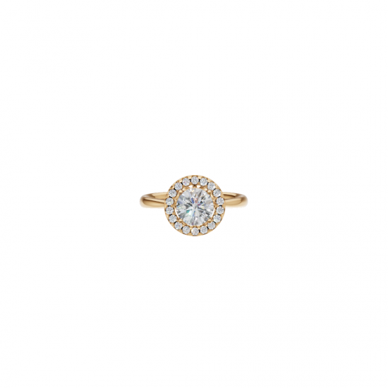 Round Solitaire Diamond Ring with Halo Setting