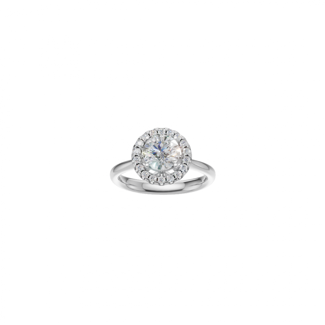 Round Solitaire Diamond Ring with Halo Setting