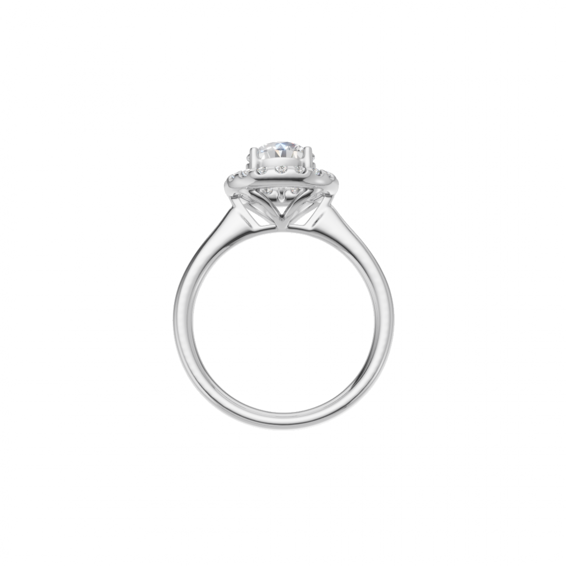 Round Solitaire Diamond Ring with Halo Setting