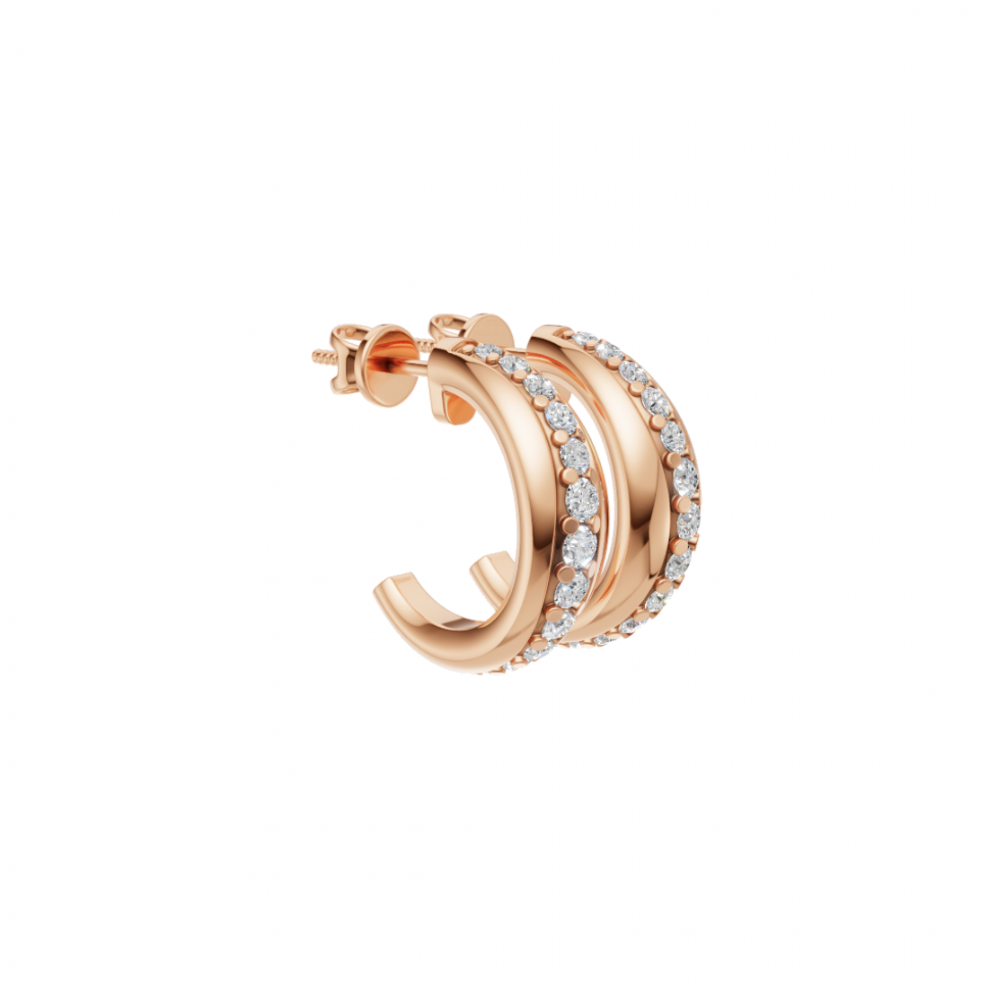 Classic Round Diamond Half Hoop Earrings