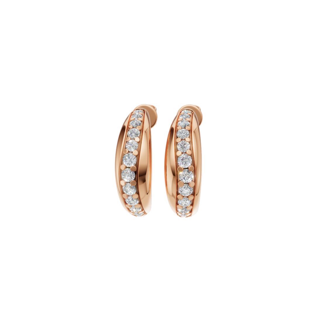 Classic Round Diamond Half Hoop Earrings