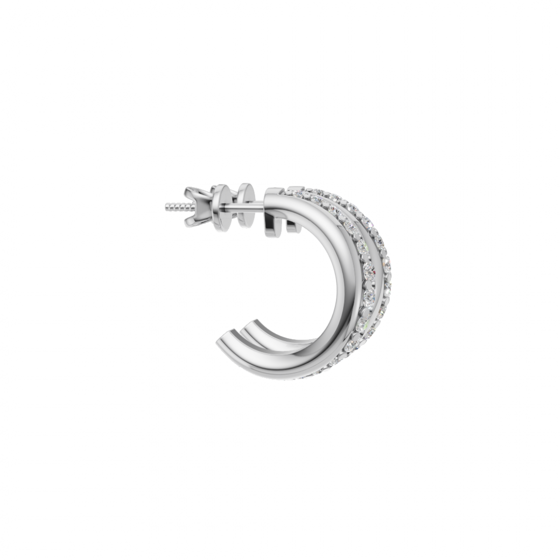 Classic Round Diamond Half Hoop Earrings