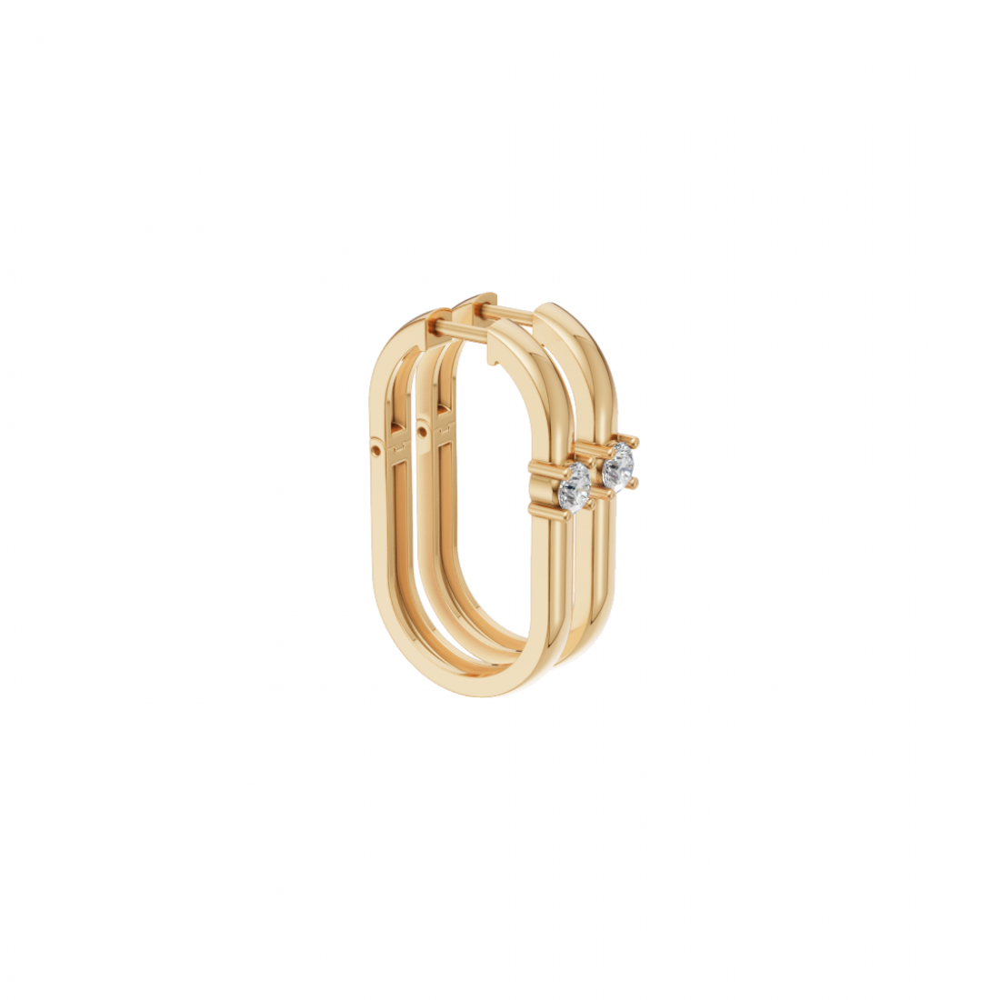 Geometric Hoop Round Diamond Earrings