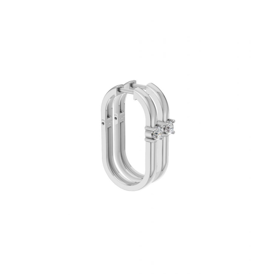 Geometric Hoop Round Diamond Earrings