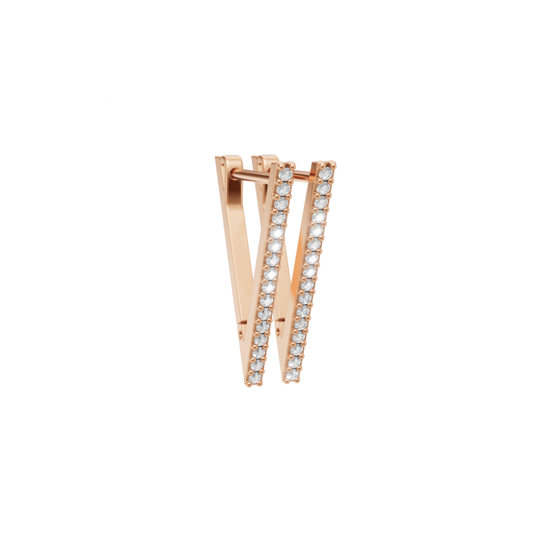 V Shape Geometric Triangular Round Diamond Cut Earrings