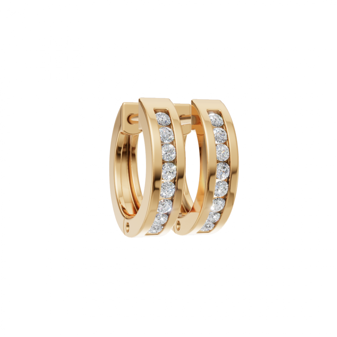 Round Cut Diamond Huggies in Pave Setting