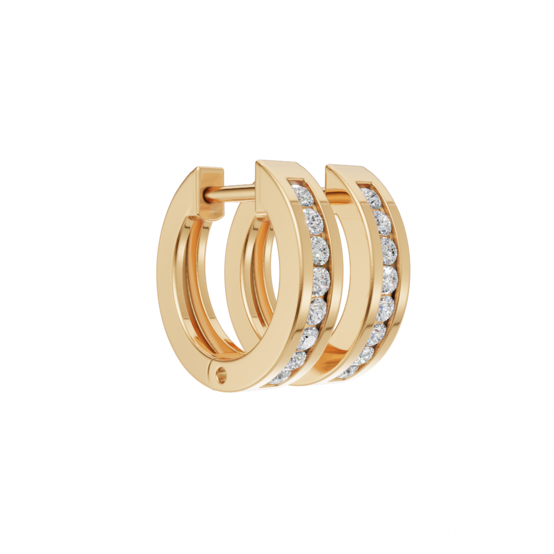Round Cut Diamond Huggies in Pave Setting