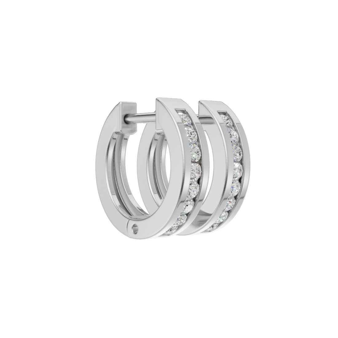 Round Cut Diamond Huggies in Pave Setting