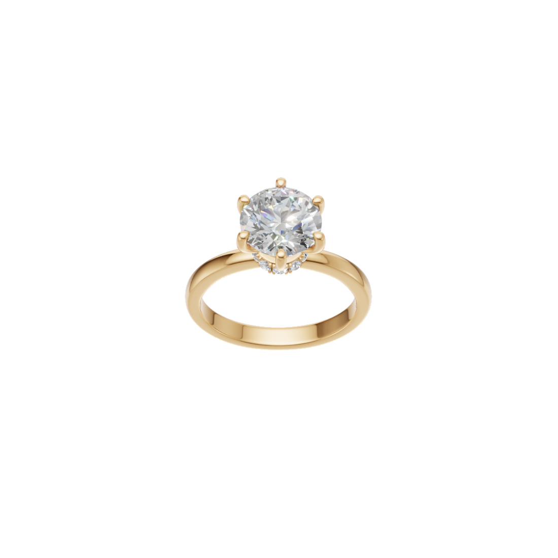 Round Diamond Ring with Circular Accent Diamonds