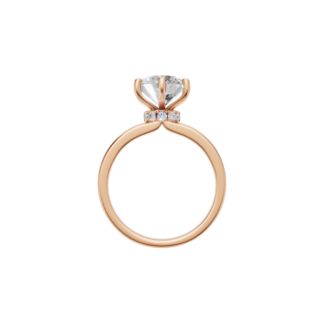 Round Diamond Ring with Circular Accent Diamonds