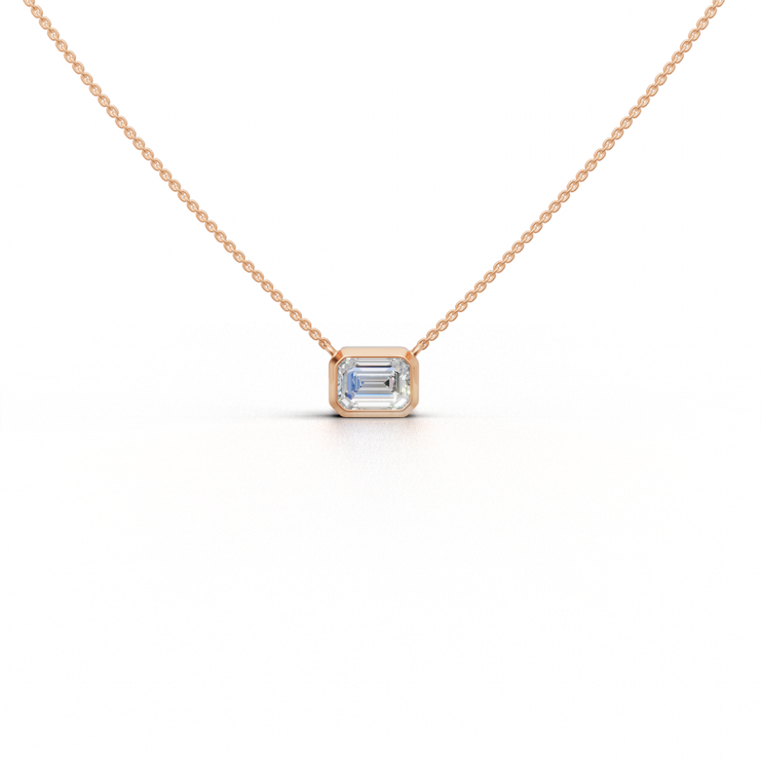 Emerald-Cut Diamond Bezel Pendant