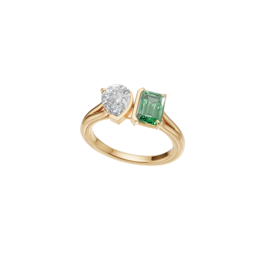 Toi et Moi Pear & Emerald Cut Diamond Ring