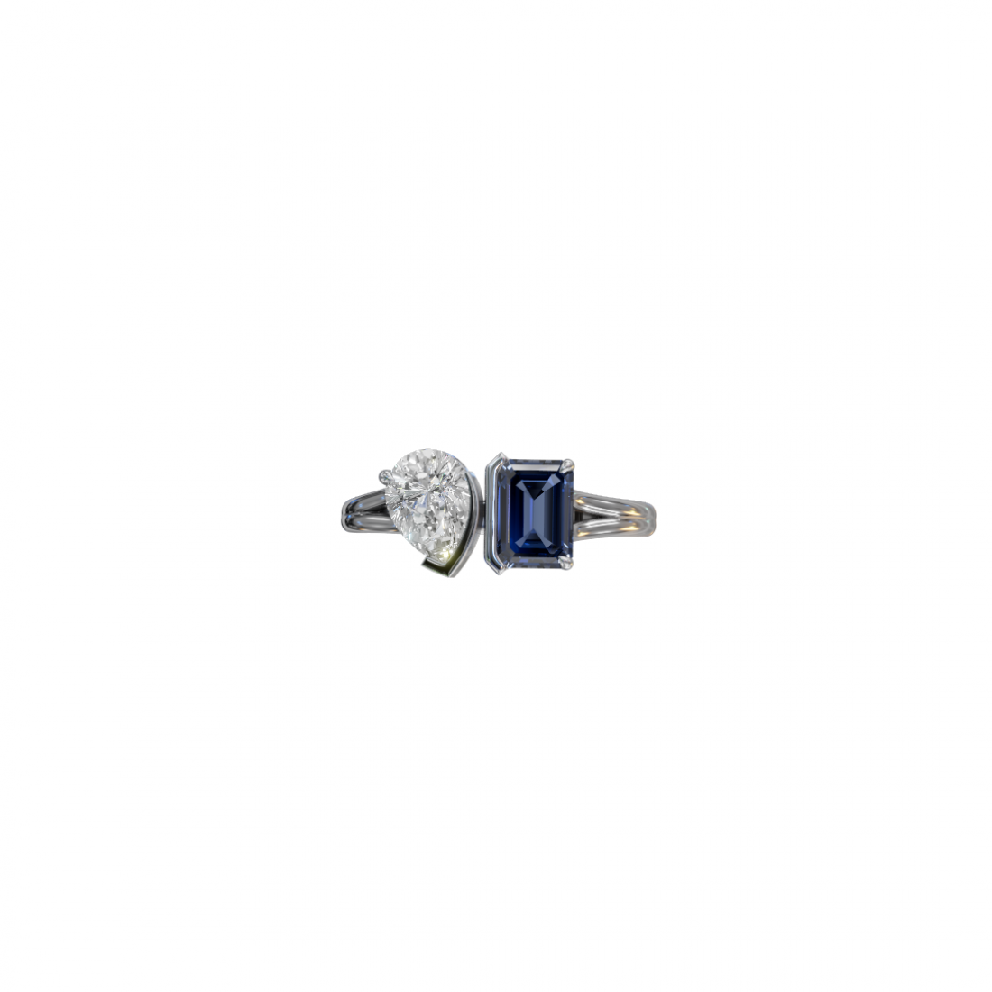 Toi et Moi Pear & Emerald Cut Diamond Ring