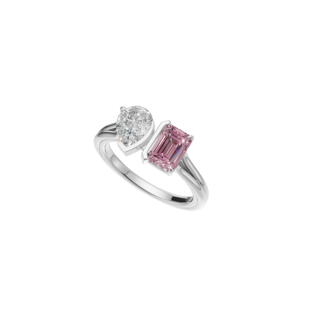 Toi et Moi Pear & Emerald Cut Diamond Ring