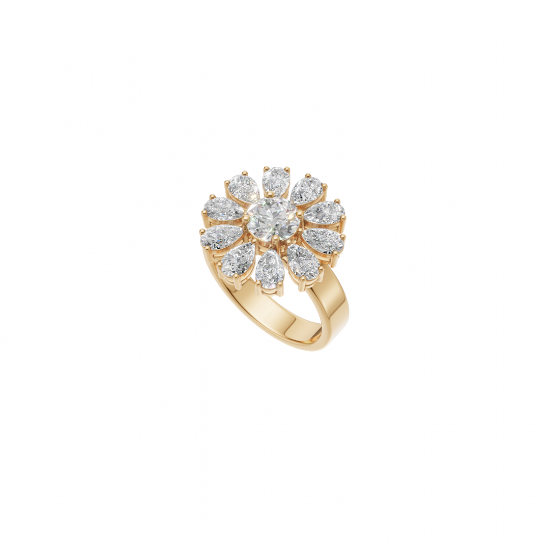 Flower Pear Cut Diamond Ring 