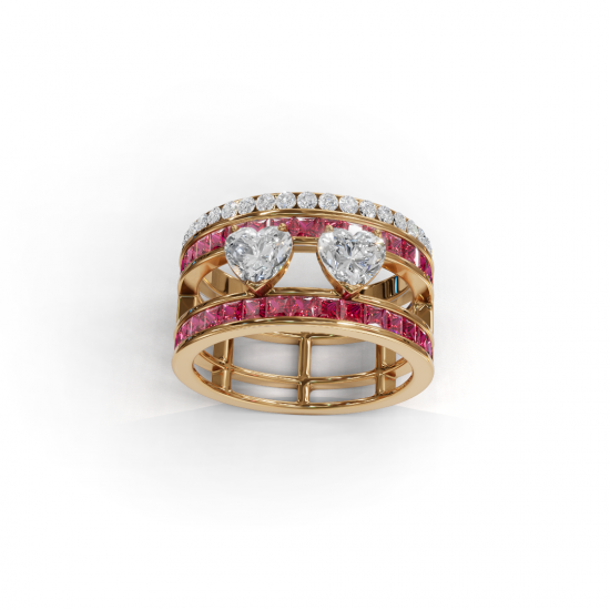 Double Heart Cut Diamond Ring  