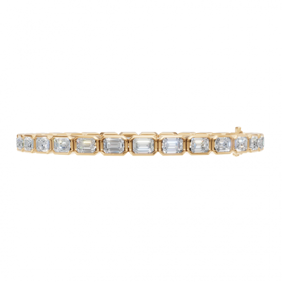 Emerald Cut Bezel Diamond Tennis Bracelet