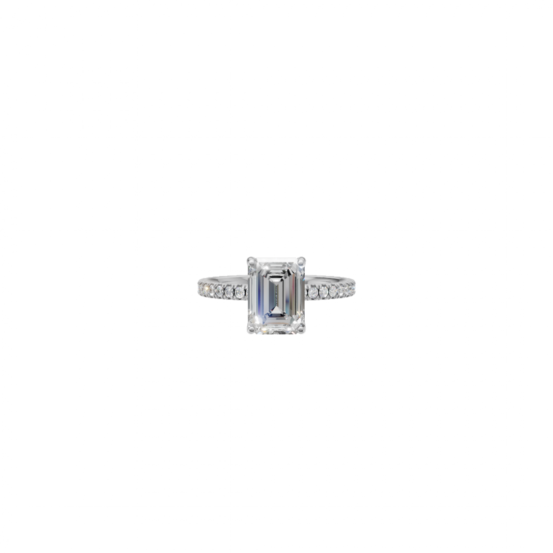 Emerald Cut Diamond Ring with side stones