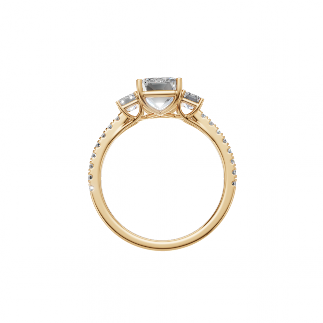 Trilogy - Emerald Cut Diamond with Side Stones