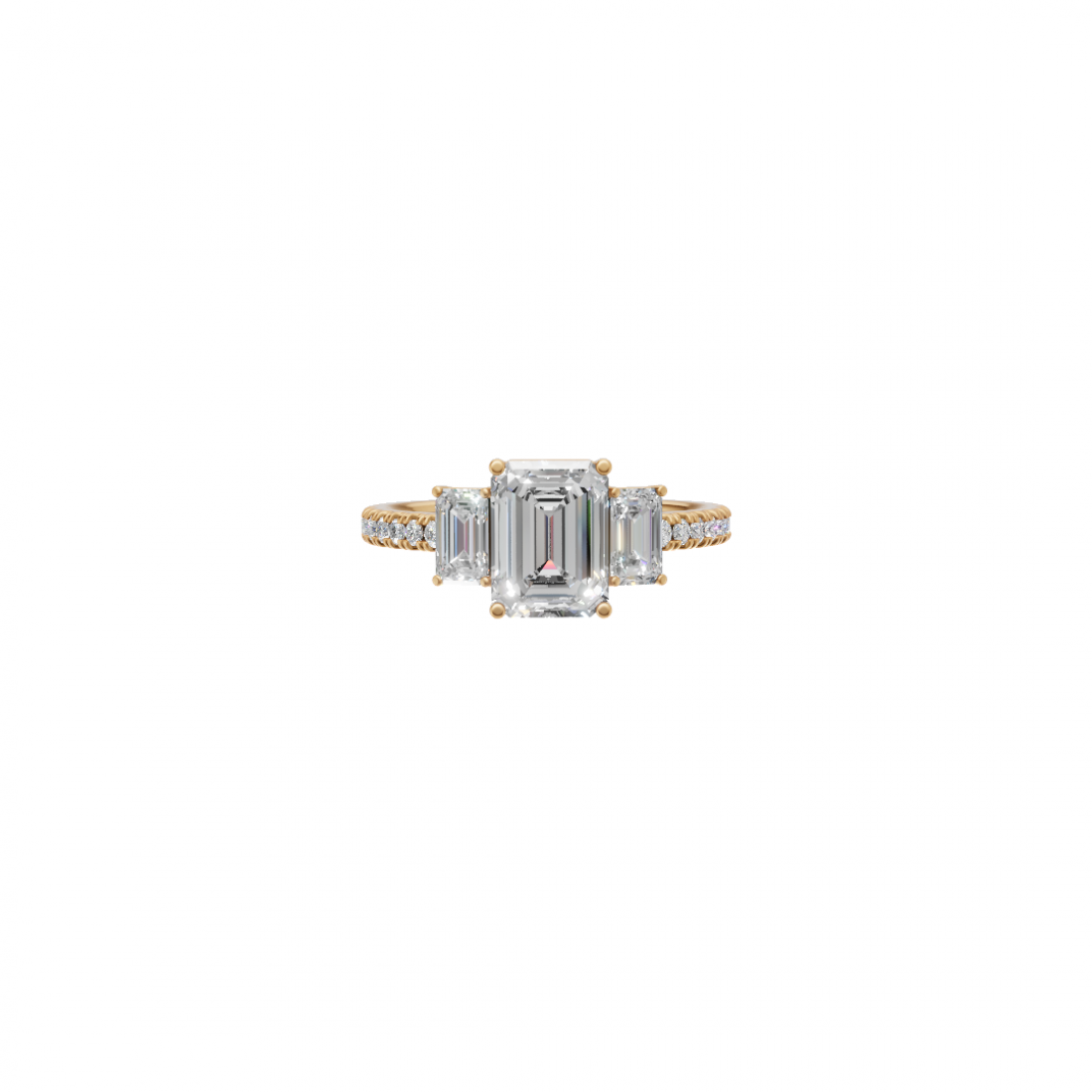 Trilogy - Emerald Cut Diamond with Side Stones