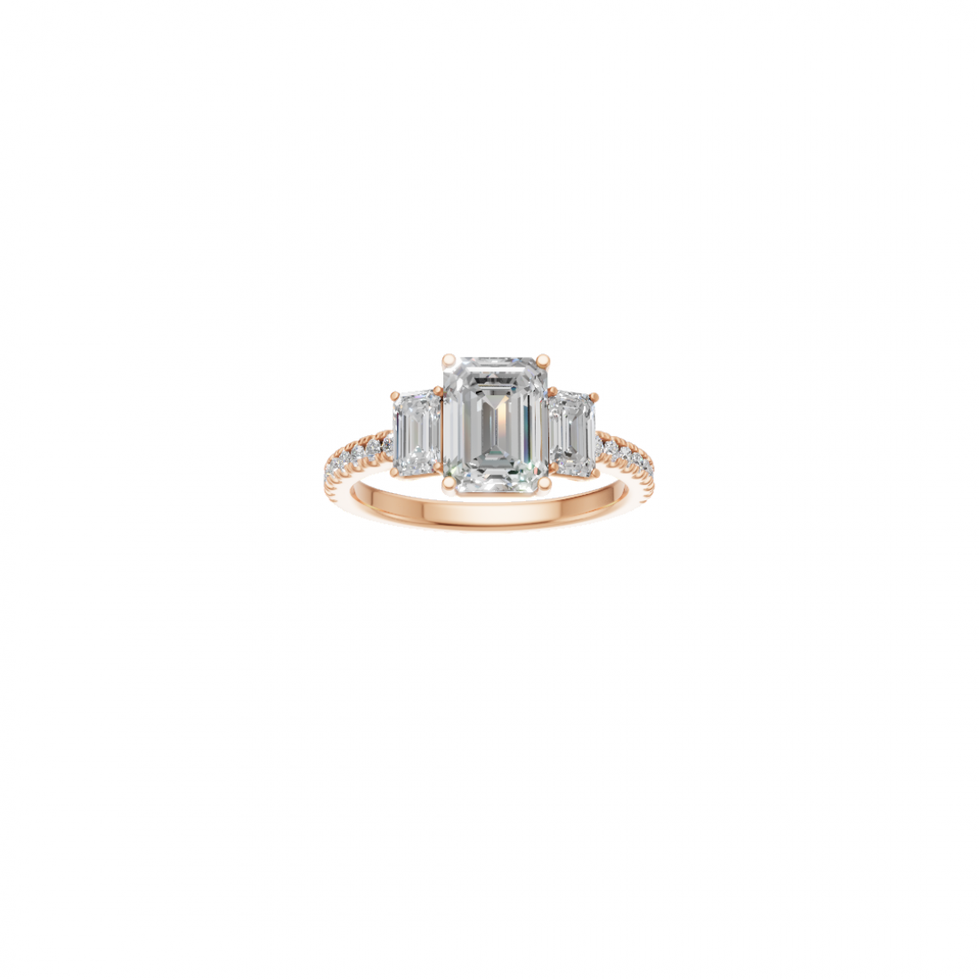 Trilogy - Emerald Cut Diamond with Side Stones