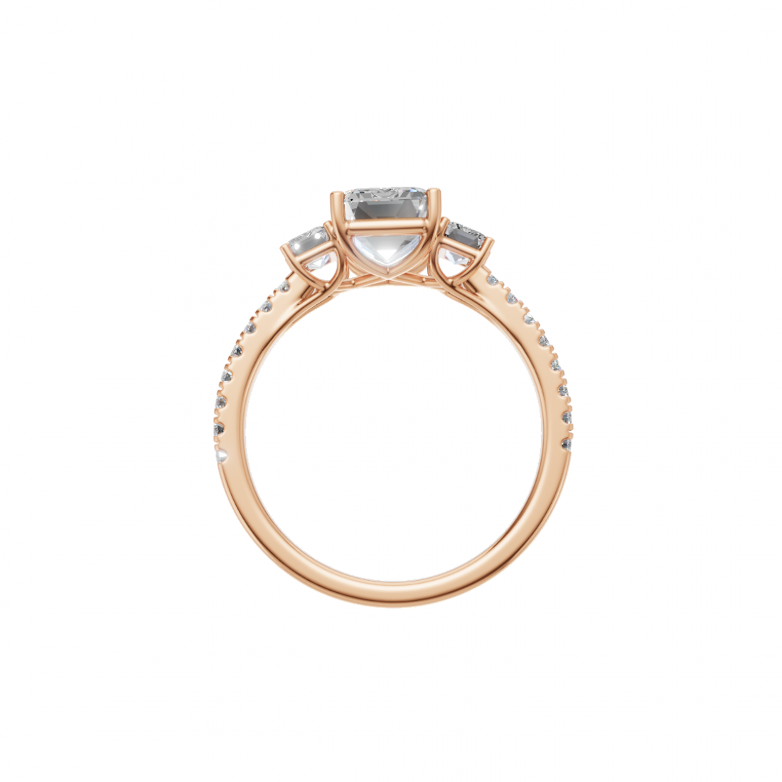 Trilogy - Emerald Cut Diamond with Side Stones