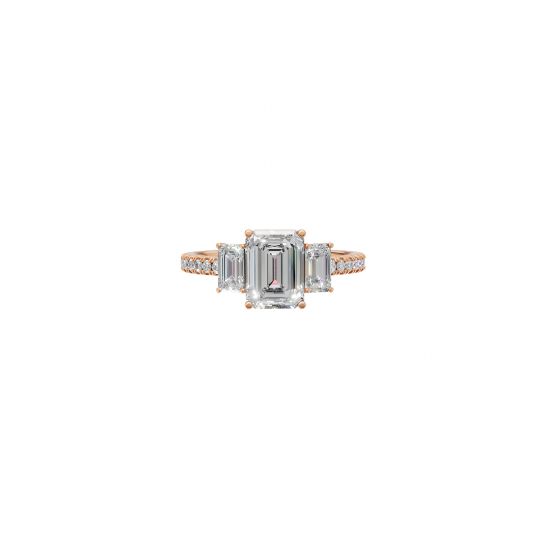 Trilogy - Emerald Cut Diamond with Side Stones