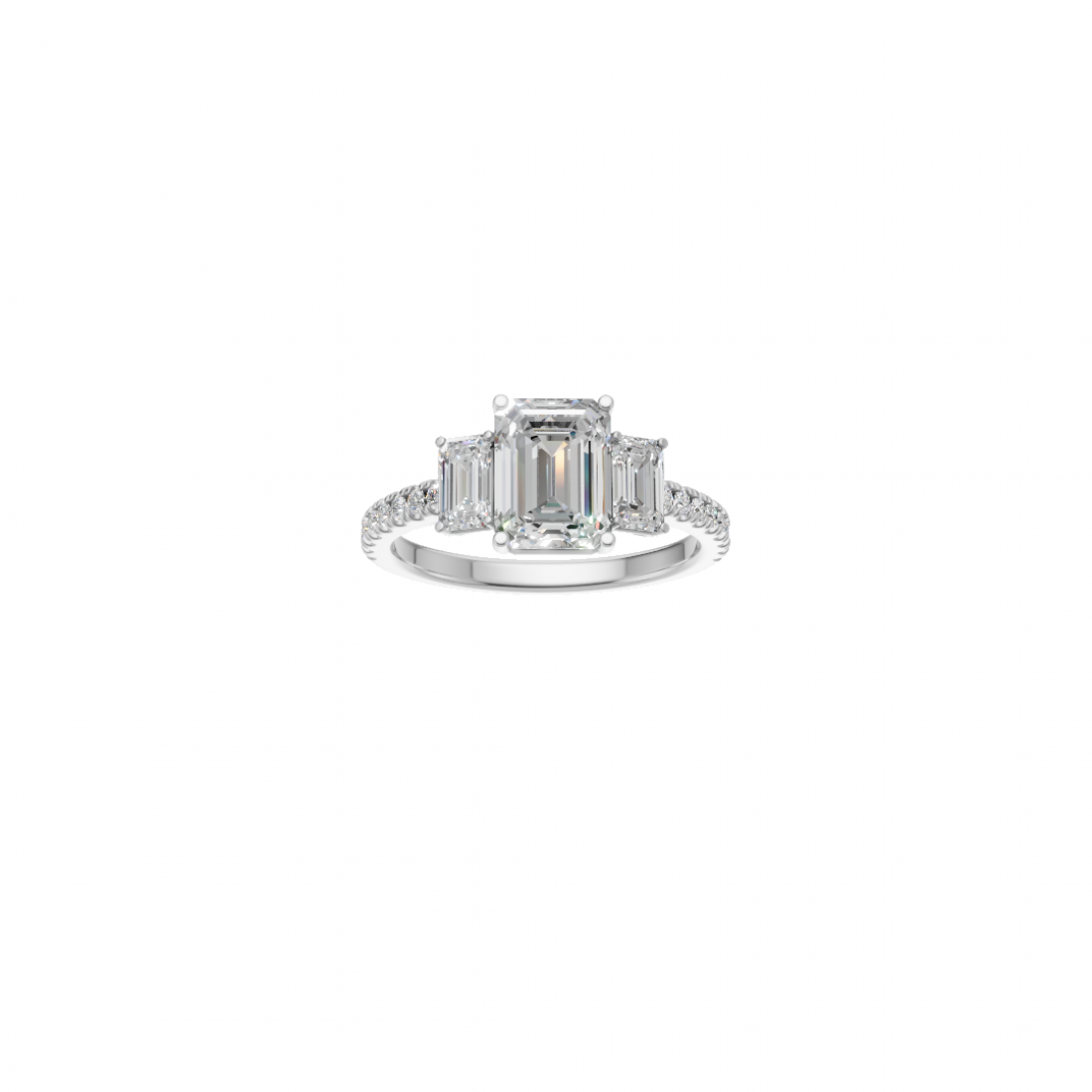 Trilogy - Emerald Cut Diamond with Side Stones