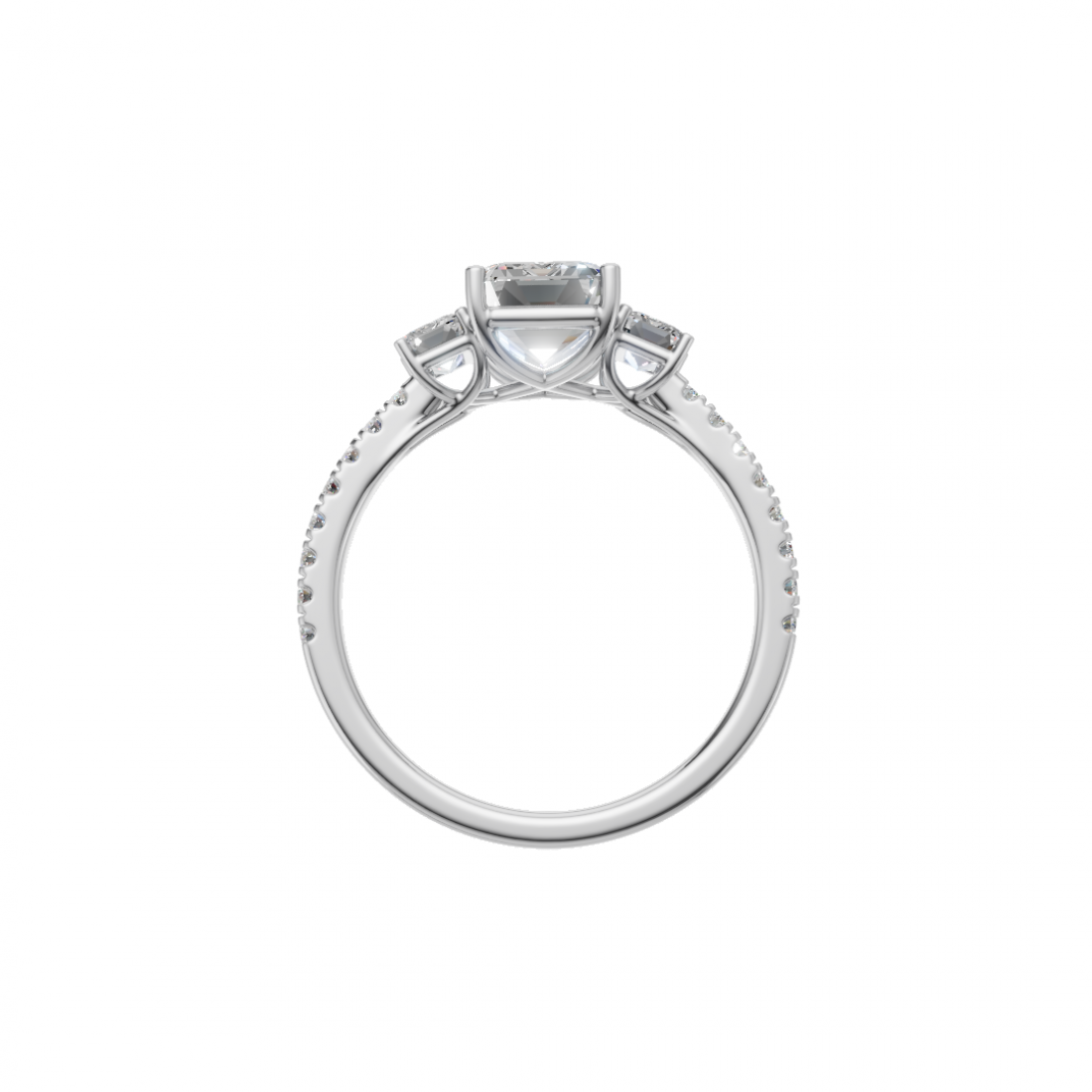 Trilogy - Emerald Cut Diamond with Side Stones