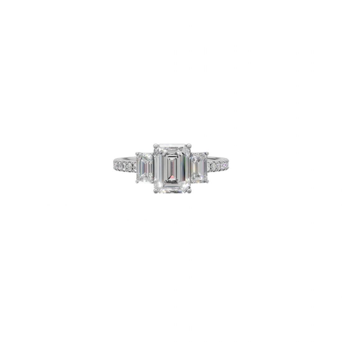 Trilogy - Emerald Cut Diamond with Side Stones