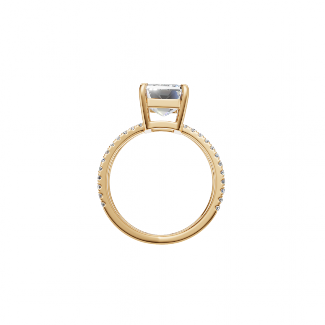 Emerald Cut Diamond with Split Shank Band