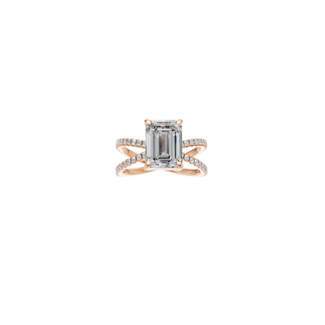 Emerald Cut Diamond with Split Shank Band