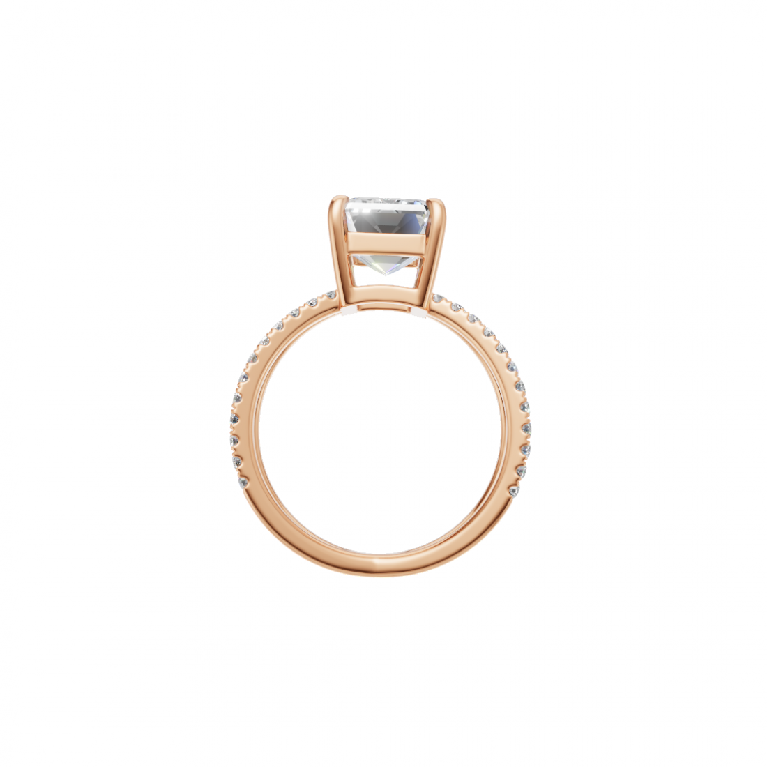 Emerald Cut Diamond with Split Shank Band