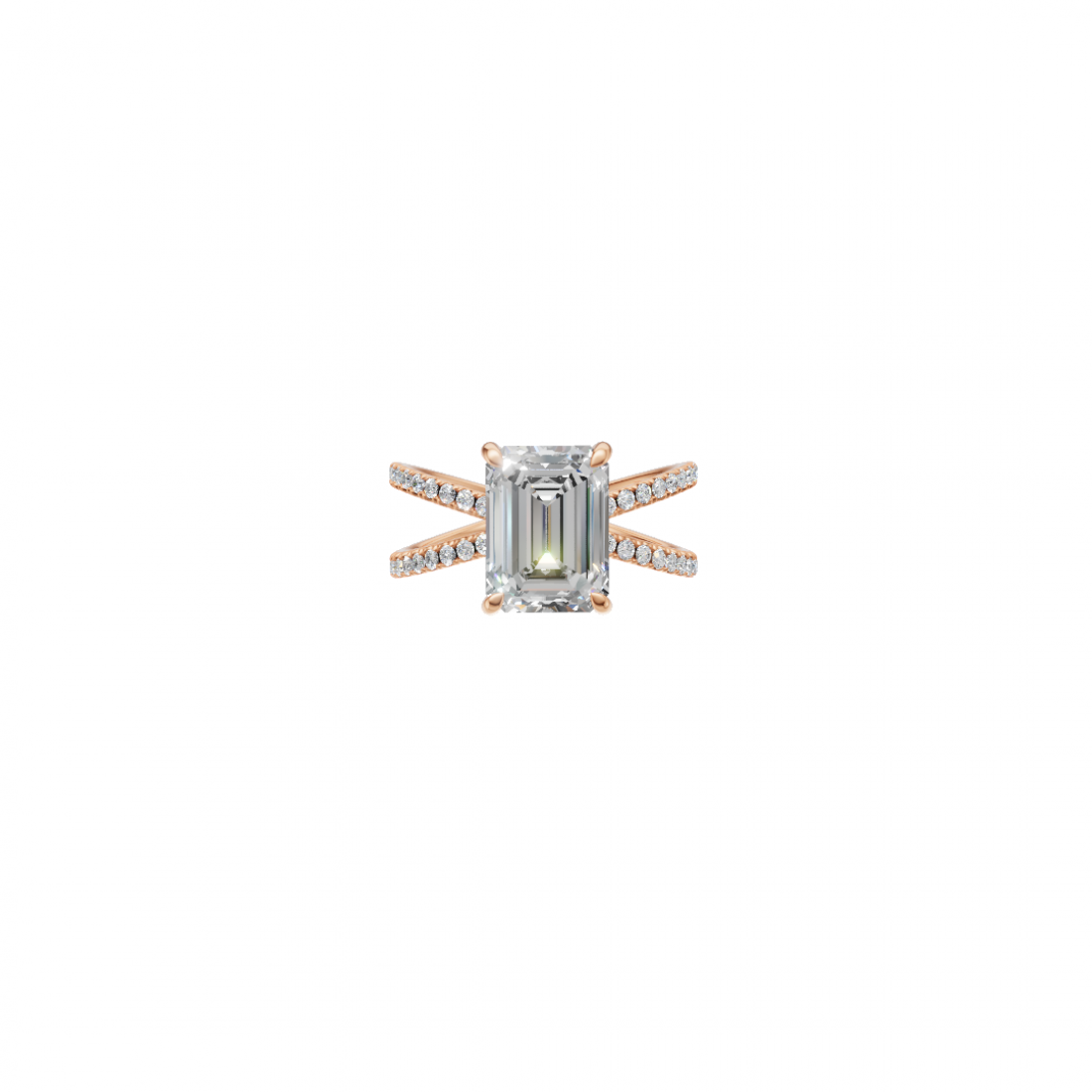 Emerald Cut Diamond with Split Shank Band