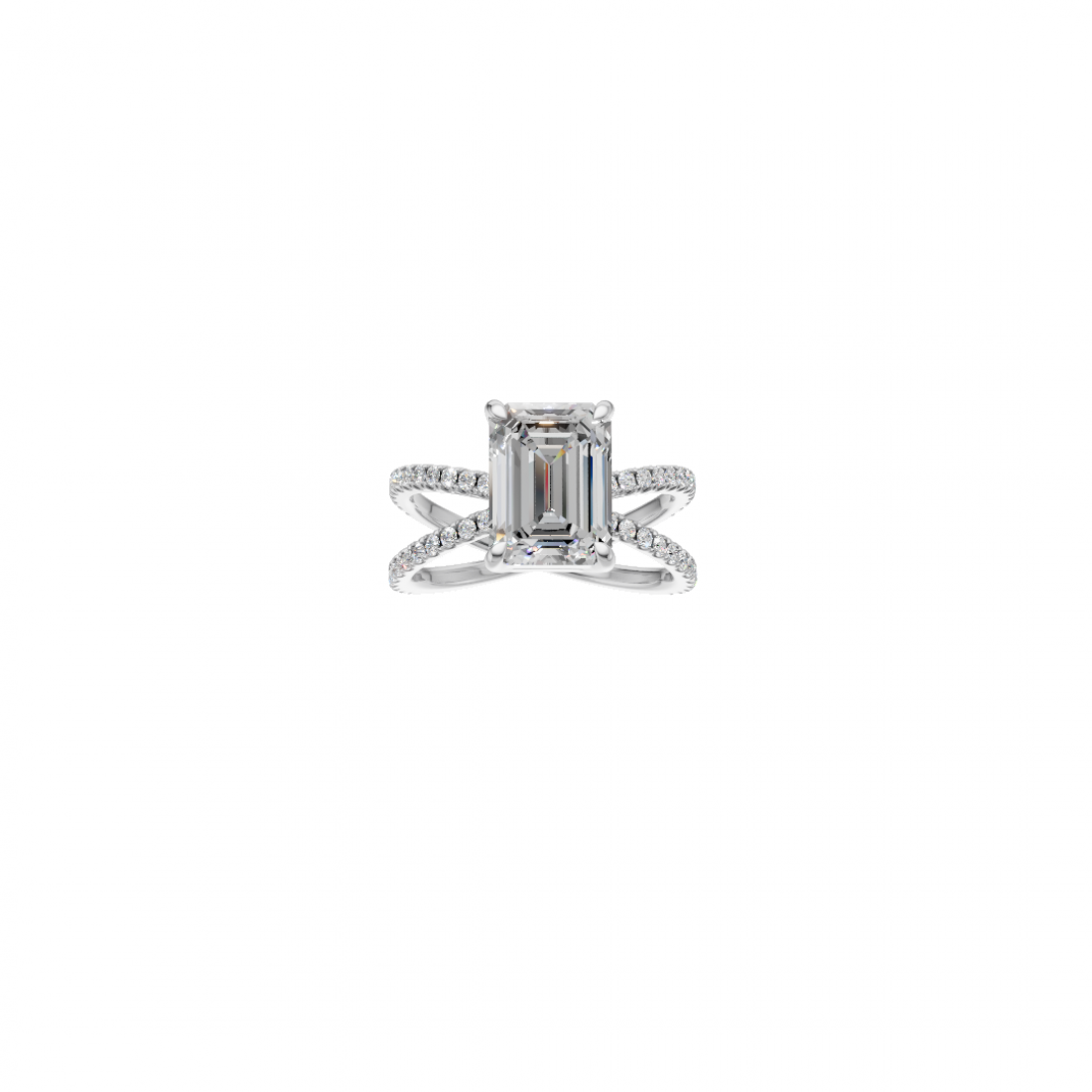 Emerald Cut Diamond with Split Shank Band