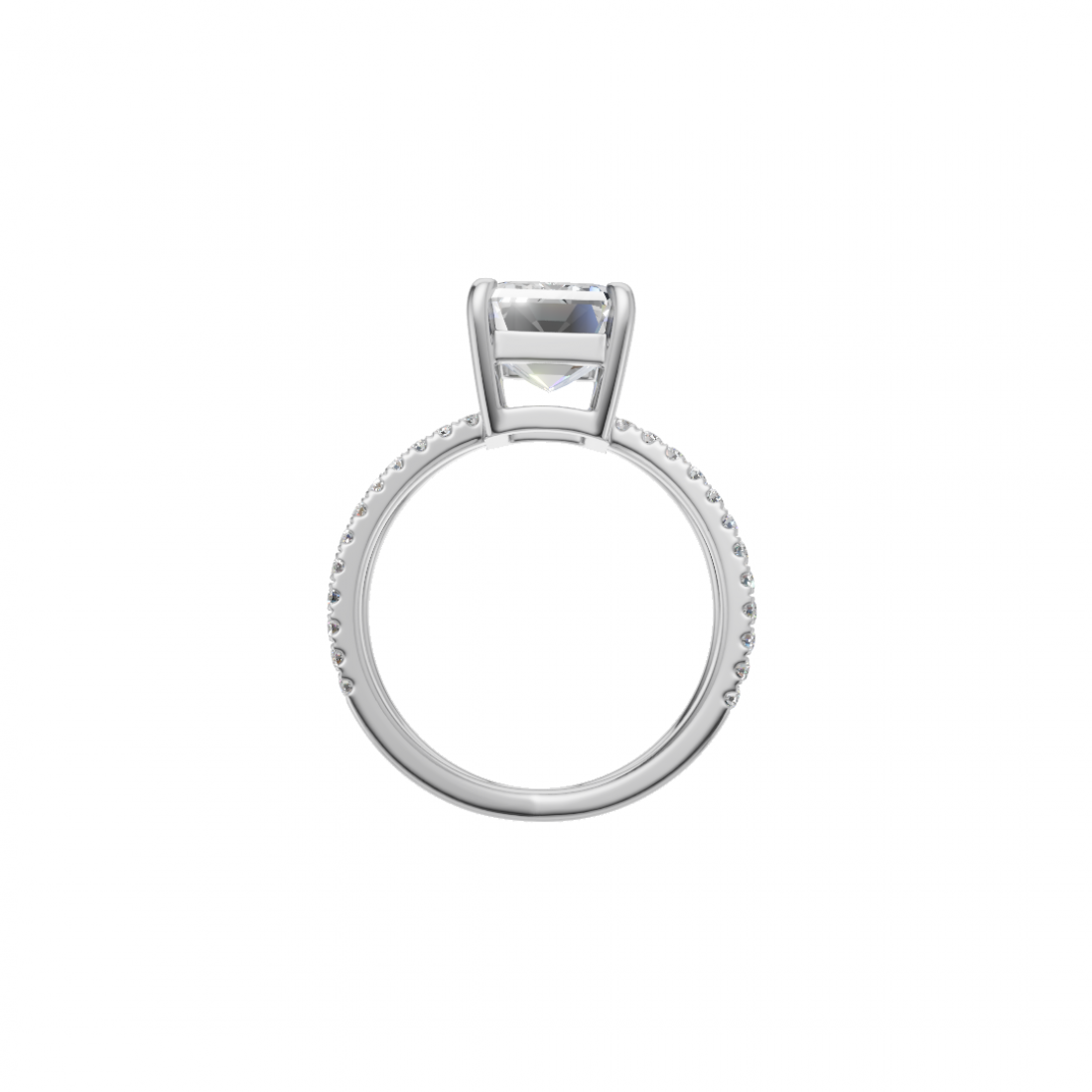 Emerald Cut Diamond with Split Shank Band