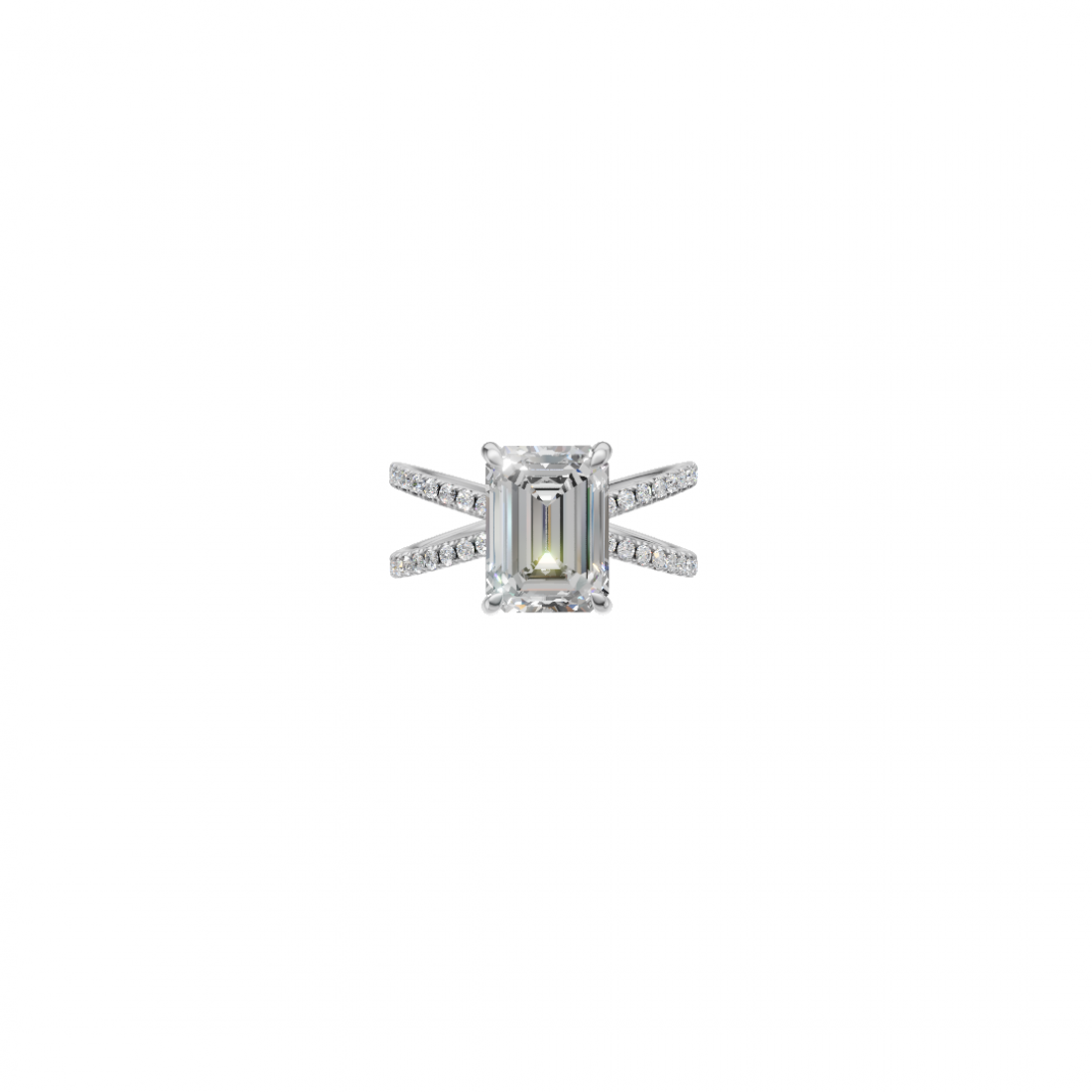 Emerald Cut Diamond with Split Shank Band