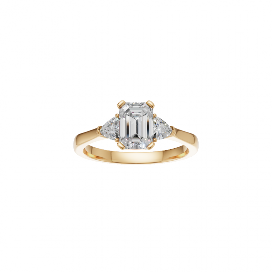 Trilogy Emerald and Trillion Cut Diamond Ring