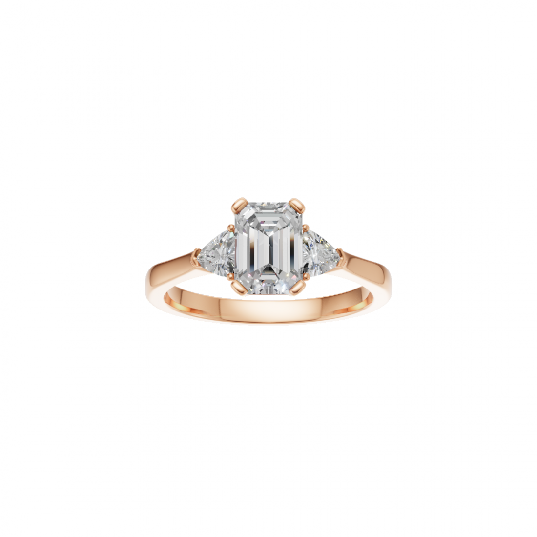 Trilogy Emerald and Trillion Cut Diamond Ring