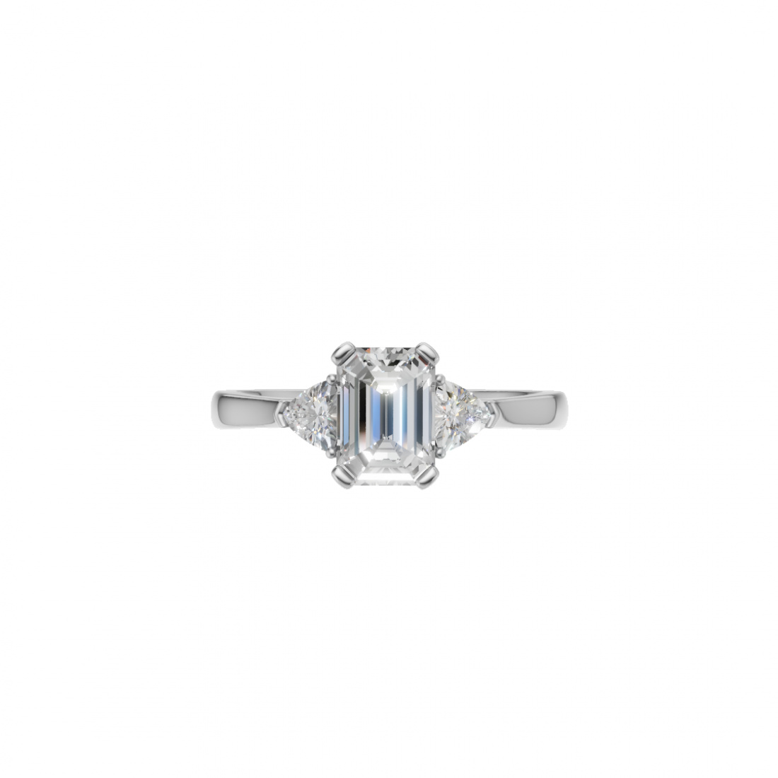 Trilogy Emerald and Trillion Cut Diamond Ring