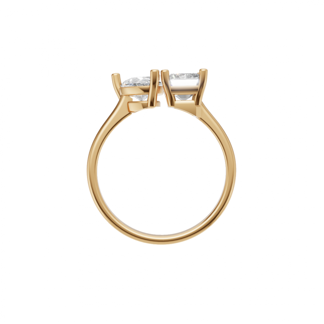 Toi et Moi Emerald Cut and Pear Cut Diamond Ring