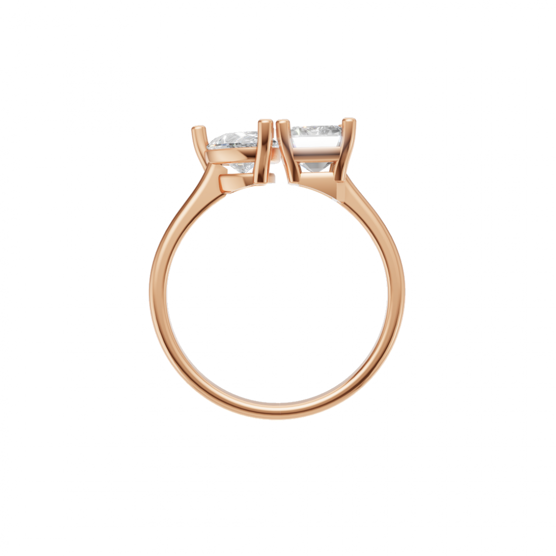 Toi et Moi Emerald Cut and Pear Cut Diamond Ring