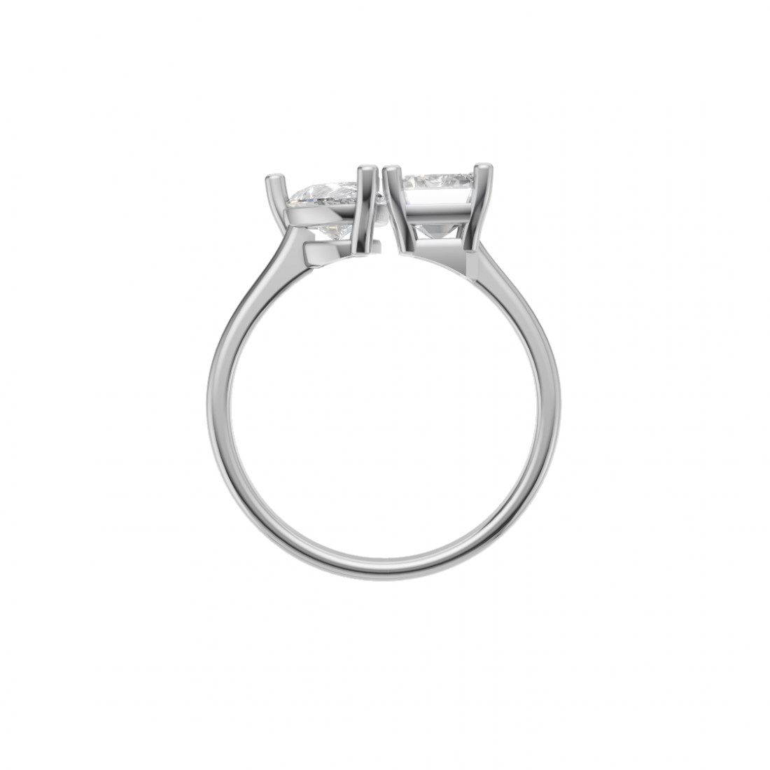Toi et Moi Emerald Cut and Pear Cut Diamond Ring